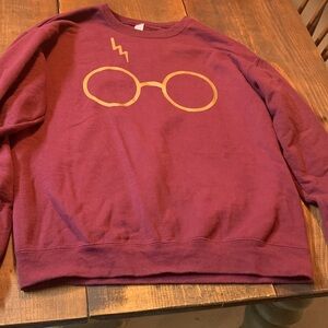 Harry Potter Maroon Sweatshirt with Gold Glasses Design